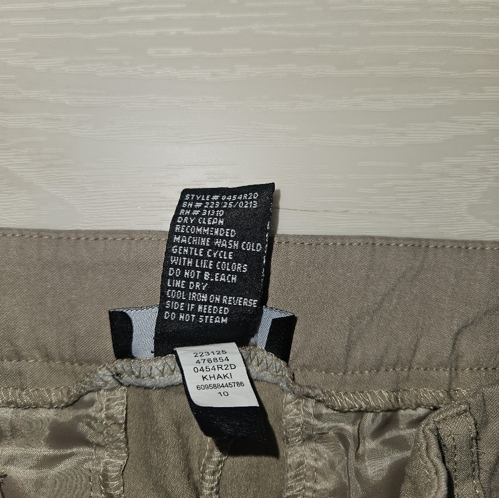 AB StudioTan Khaki Stretch Chino Dress Pants Size 10 Rayon Blend Career Trousers - Picture 5 of 9